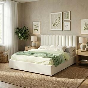 Кровать Olivia с матрасом велюр бежевый С П/М 1800x2000, ортопедическое основание, изголовье мягкое