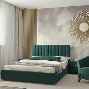 Мягкая кровать Olivia 1800 изумруд с ортопедическим основанием