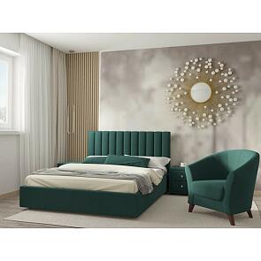 Кровать Olivia с матрасом велюр изумруд С П/М 1800x2000, ортопедическое основание, изголовье мягкое