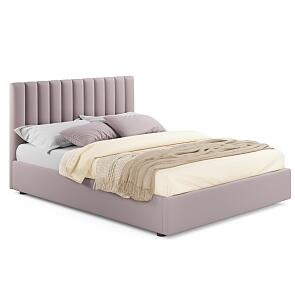 Кровать Olivia с матрасом велюр лиловый без П/М 1800x2000, изголовье мягкое