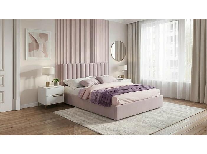 Кровать Olivia с матрасом велюр лиловый С П/М 1800x2000, ортопедическое основание, изголовье мягкое