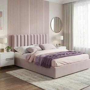 Кровать Olivia с матрасом велюр лиловый С П/М 1800x2000, ортопедическое основание, изголовье мягкое