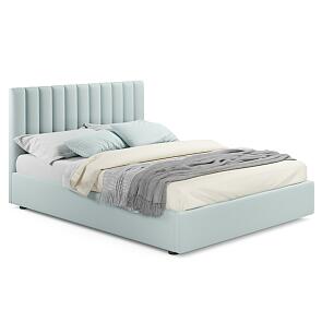 Кровать Olivia с матрасом велюр мята пастель без П/М 1800x2000, изголовье мягкое