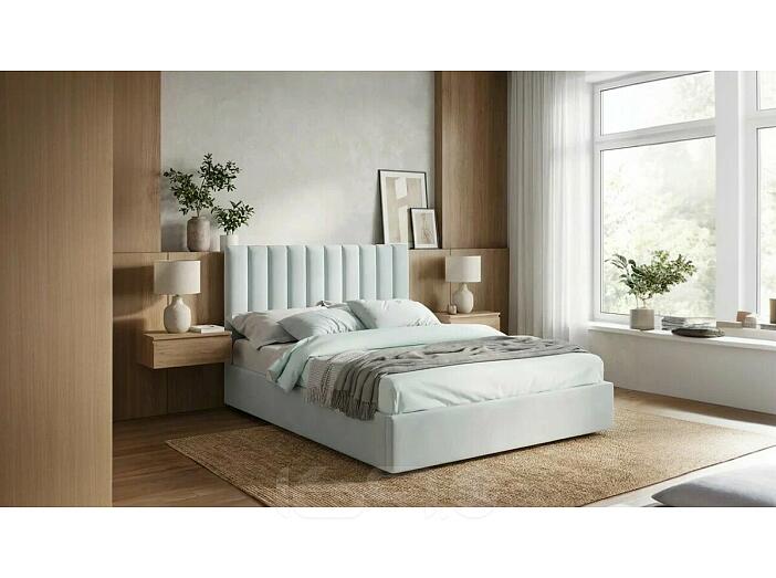 Кровать Olivia с матрасом велюр мята пастель С П/М 1800x2000, ортопедическое основание, изголовье мягкое