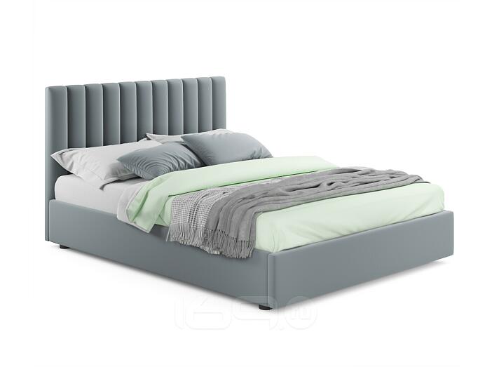 Мягкая кровать Olivia 1800 серая с ортопедическим основанием