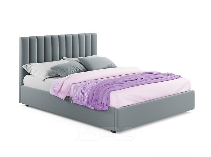 Мягкая кровать Olivia 1800 серая с подъемным механизмом