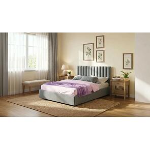 Кровать Olivia с матрасом велюр серый С П/М 1800x2000, ортопедическое основание, изголовье мягкое