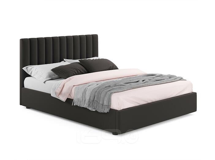 Кровать Olivia велюр шоколад без П/М 1800x2000, ортопедическое основание, изголовье мягкое