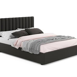 Кровать Olivia велюр шоколад без П/М 1800x2000, ортопедическое основание, изголовье мягкое