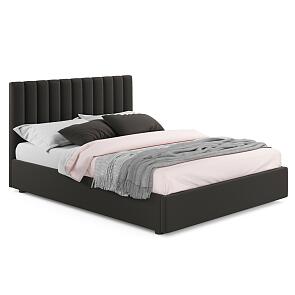 Кровать Olivia с матрасом велюр шоколад без П/М 1800x2000, изголовье мягкое