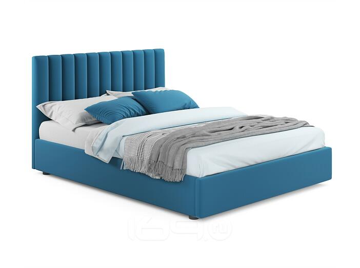 Мягкая кровать Olivia 1800 синяя с ортопедическим основанием