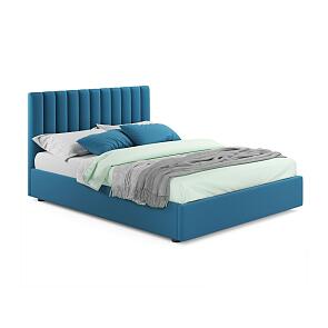 Мягкая кровать Olivia 1800 синяя с подъемным механизмом