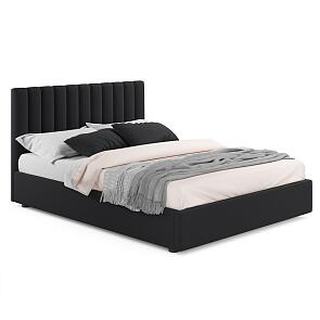 Кровать Olivia с матрасом велюр темный без П/М 1800x2000, изголовье мягкое