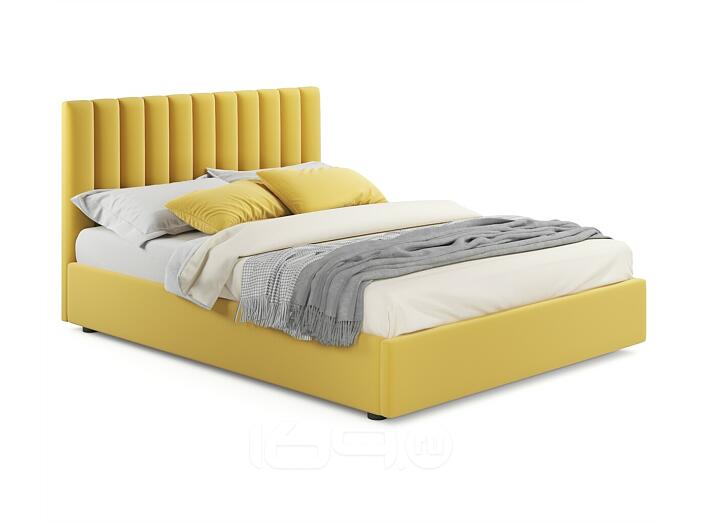 Мягкая кровать Olivia 1800 желтая с ортопедическим основанием
