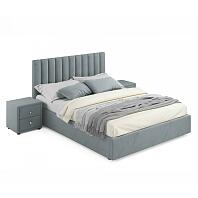 Кровать Olivia велюр серый С П/М 1600x2000, изголовье мягкое