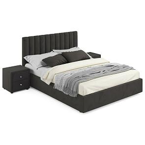 Кровать Olivia велюр шоколад с подъемным механизмом 1600x2000, ортопедическое основание, изголовье мягкое