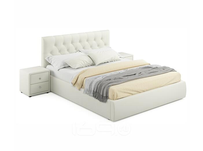 Мягкая кровать с тумбами Verona 1600 беж с подъемным механизмом