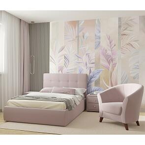 Кровать Selesta с матрасом велюр лиловый без П/М 1200x2000, изголовье мягкое