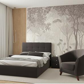 Кровать Selesta велюр шоколад без П/М 1200x2000, ортопедическое основание, изголовье мягкое