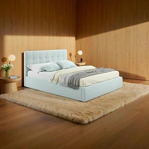 Кровать Selesta с матрасом велюр мята пастель без П/М 1400x2000, изголовье мягкое