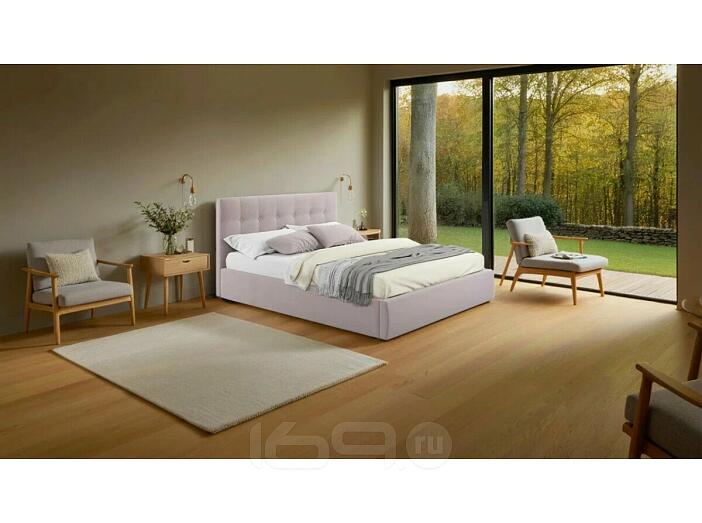 Кровать Selesta с матрасом велюр лиловый без П/М 1600x2000, изголовье мягкое