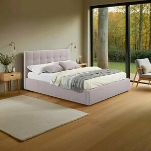 Кровать Selesta с матрасом велюр лиловый без П/М 1600x2000, изголовье мягкое