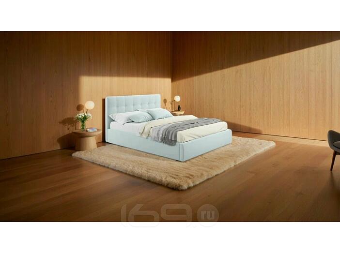 Кровать Selesta с матрасом велюр мята пастель без П/М 1600x2000, изголовье мягкое