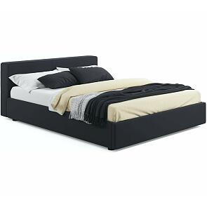 Кровать Skandi велюр черный С П/М 1600x2000, ортопедическое основание, изголовье мягкое