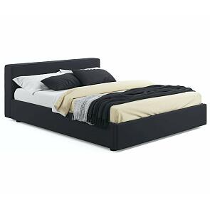 Кровать Skandi с матрасом велюр черный С П/М 1600x2000, ортопедическое основание, изголовье мягкое