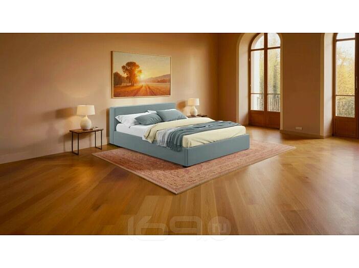 Кровать Skandi с матрасом велюр серый С П/М 1600x2000, ортопедическое основание, изголовье мягкое