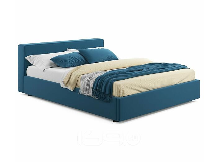 Мягкая кровать Skandi 1600 синяя с подъемным механизмом