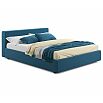 Кровать Skandi с матрасом велюр синий С П/М 1600x2000, ортопедическое основание, изголовье мягкое