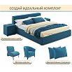 Кровать Skandi с матрасом велюр синий С П/М 1600x2000, ортопедическое основание, изголовье мягкое