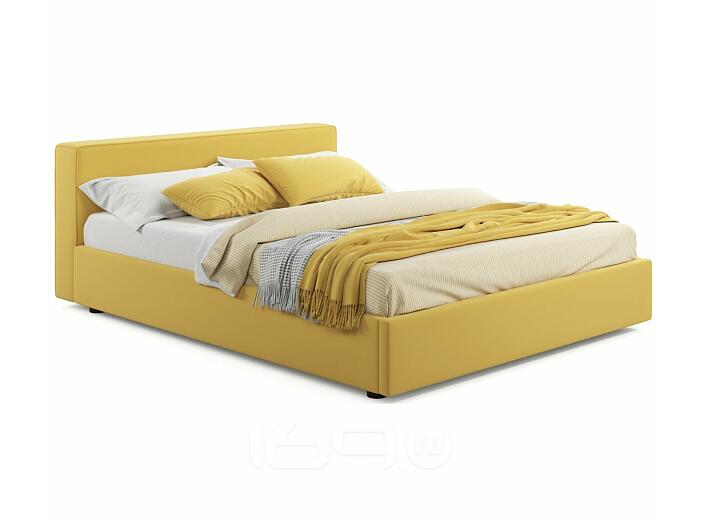 Мягкая кровать Skandi 1600 желтая с подъемным механизмом