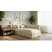 Кровать Afelia с матрасом велюр бежевый без П/М 900x2000, изголовье мягкое