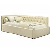 Кровать Afelia с матрасом велюр бежевый без П/М 900x2000, изголовье мягкое