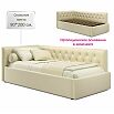Кровать Afelia с матрасом велюр бежевый без П/М 900x2000, изголовье мягкое