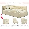 Кровать Afelia с матрасом велюр бежевый без П/М 900x2000, изголовье мягкое