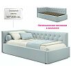 Кровать Afelia с матрасом велюр мята пастель без П/М 900x2000, изголовье мягкое