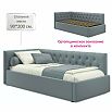 Кровать Afelia с матрасом велюр серый без П/М 900x2000, изголовье мягкое