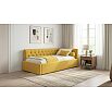 Кровать Afelia с матрасом велюр желтый без П/М 900x2000, изголовье мягкое