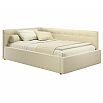 Кровать Bonna с матрасом велюр бежевый С П/М 1200x2000, ортопедическое основание, изголовье мягкое