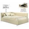 Кровать Bonna с матрасом велюр бежевый С П/М 1200x2000, ортопедическое основание, изголовье мягкое