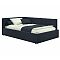 Кровать Bonna велюр черный без подъёмного механизма 1200x2000, изголовье мягкое