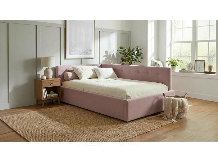 Кровать Bonna с матрасом велюр лиловый без П/М 1200x2000, изголовье мягкое