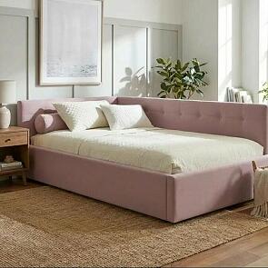 Кровать Bonna с матрасом велюр лиловый без П/М 1200x2000, изголовье мягкое