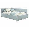Кровать Bonna с матрасом велюр мята пастель без П/М 1200x2000, изголовье мягкое