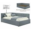 Кровать Bonna с матрасом велюр серый без П/М 1200x2000, изголовье мягкое