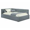 Кровать Bonna с матрасом велюр серый без П/М 1200x2000, изголовье мягкое