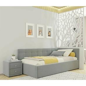 Кровать Bonna с матрасом велюр серый С П/М 1200x2000, ортопедическое основание, изголовье мягкое